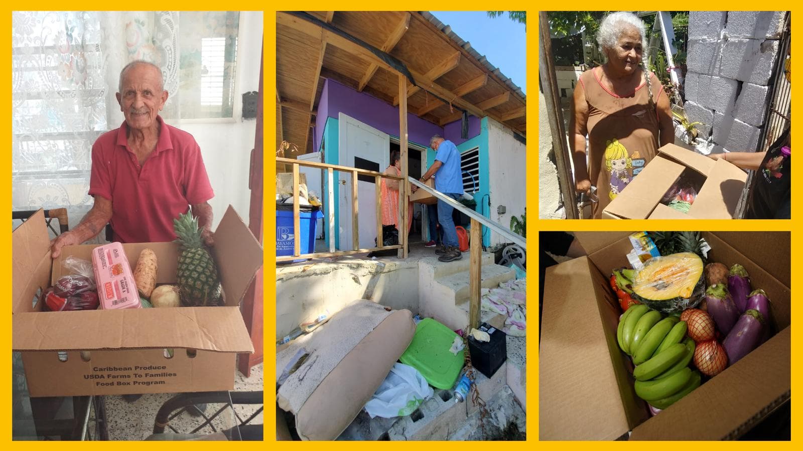 Elderly recipients with their food boxes